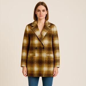 NWT Beautiful Vigoss Plaid Soft Wool Blend Lined Coat Sz Small